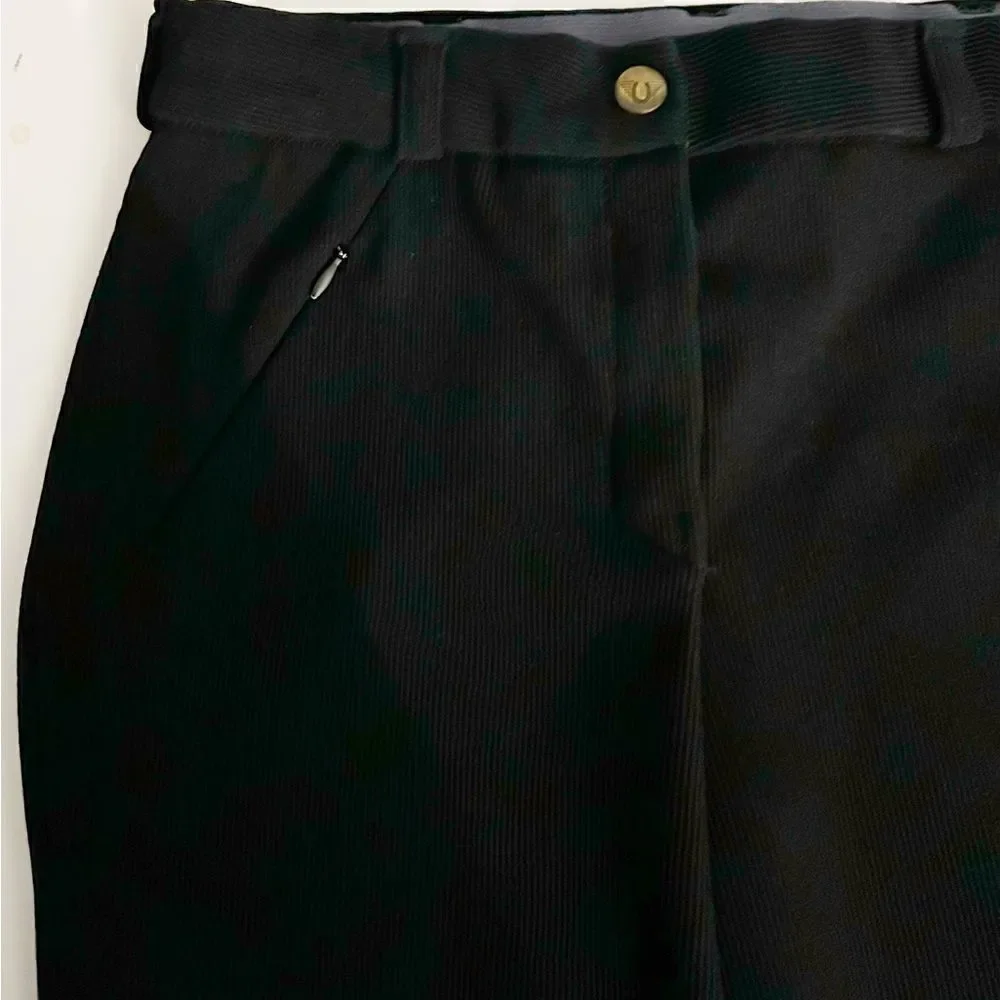 Tuff Rider Black Ribbed Front Zip Stretch Knee Breeches Riding Pants Size 26 - Picture 4 of 9